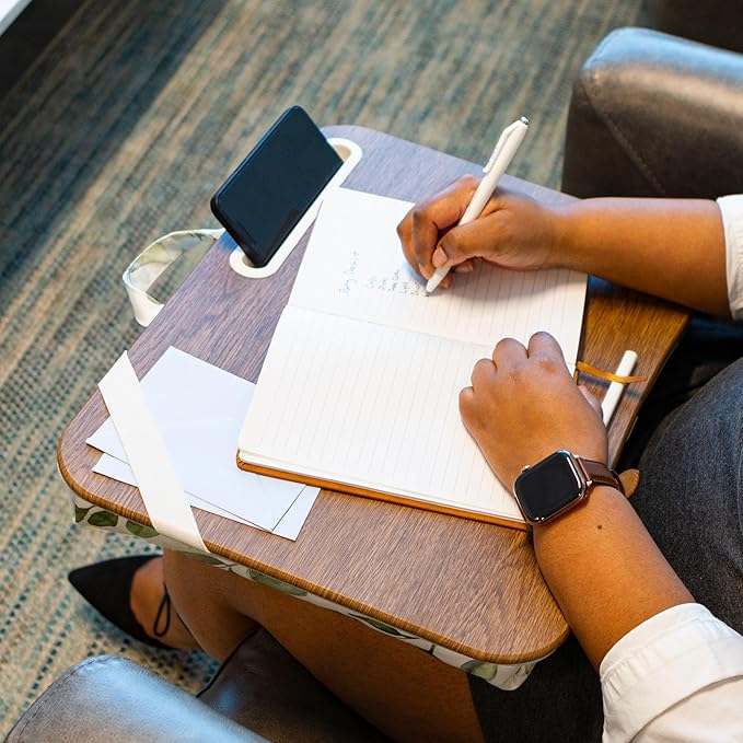 LAPGEAR Designer Lap Desk 2-Pack with Storage Basket, Phone Slot & Device Ledge – Watercolor Leaves – Fits Laptops up to 15.6" – Style No. 70412