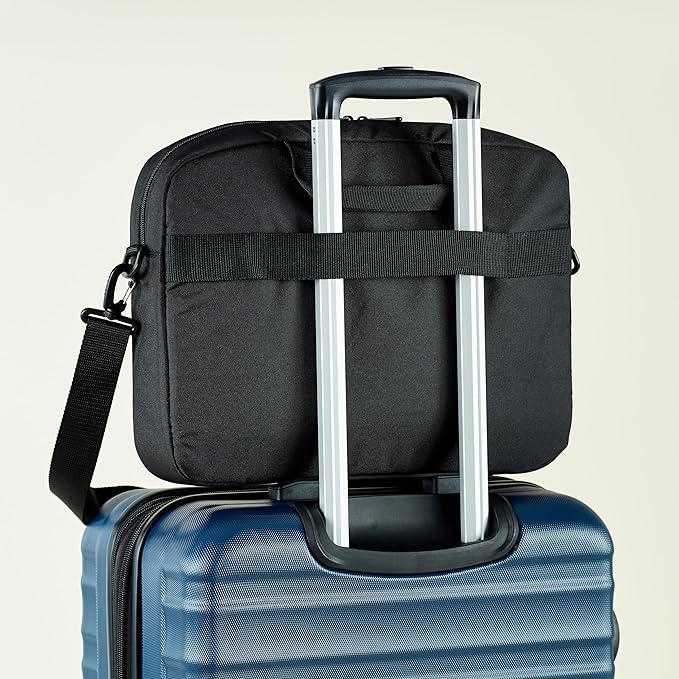 Amazon Basics Laptop Carrying Case with Shoulder Strap and Handle, Large Capacity, 15.6 in, Black