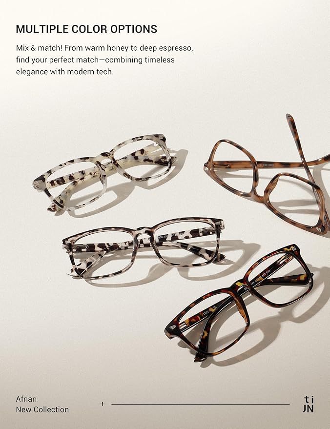 TIJN Blue Light Blocking Glasses for Women Men Clear Frame Square Nerd Eyeglasses Anti Blue Ray Computer Screen Glasses