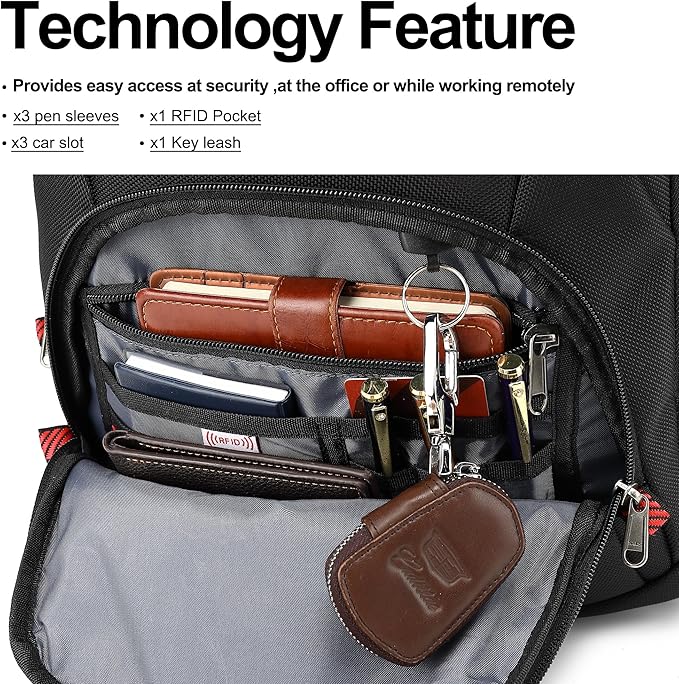 Boavan Laptop Backpack for men, 15.6 inch Laptop Bag with USB Port, Waterproof Travel Work Backpack Purse, Anti-Theft Teacher Nurse Doctor Casual Bookbags Office Business backpack，Black