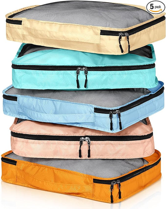 5 Pcs Packing Cubes for Suitcase Large Travel Cubes Carry on Luggage Organizer Bags for Clothes Accessories (L,Pastel)