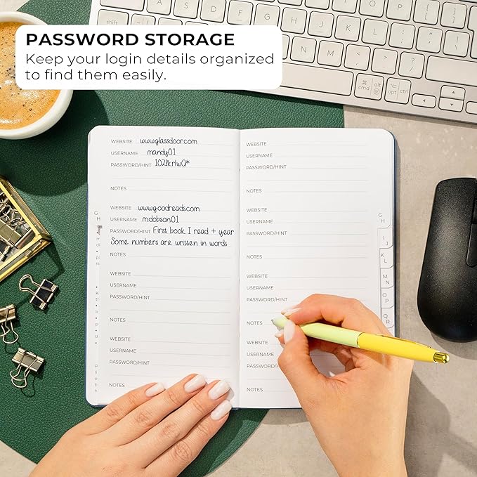 Clever Fox Password Book 2nd Edition – Hardcover Password Keeper with Alphabetical Tabs – Internet Address Notebook & Login Details Organizer Journal – 4.1x7.6” (Smoke Blue)