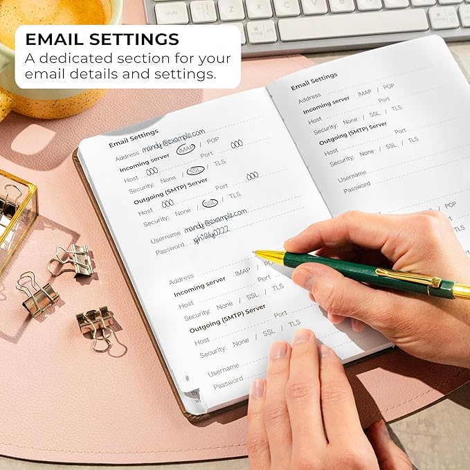 Clever Fox Password Book with alphabetical tabs. Internet Address Organizer Logbook. Medium Password Keeper for Website Logins (Brown)