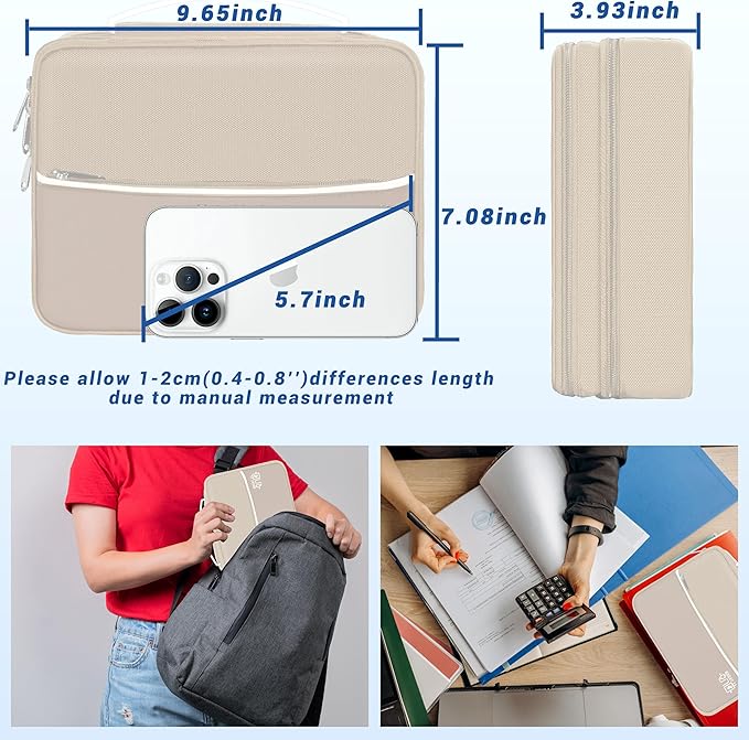 Electronics Organizer,Travel Cord Organizer Pouch, Portable Cable Organizer Bags, Waterproof Electronic Accessories Storage Case for Cables, Cords, Charger, Phone (Double Layer-Beige)