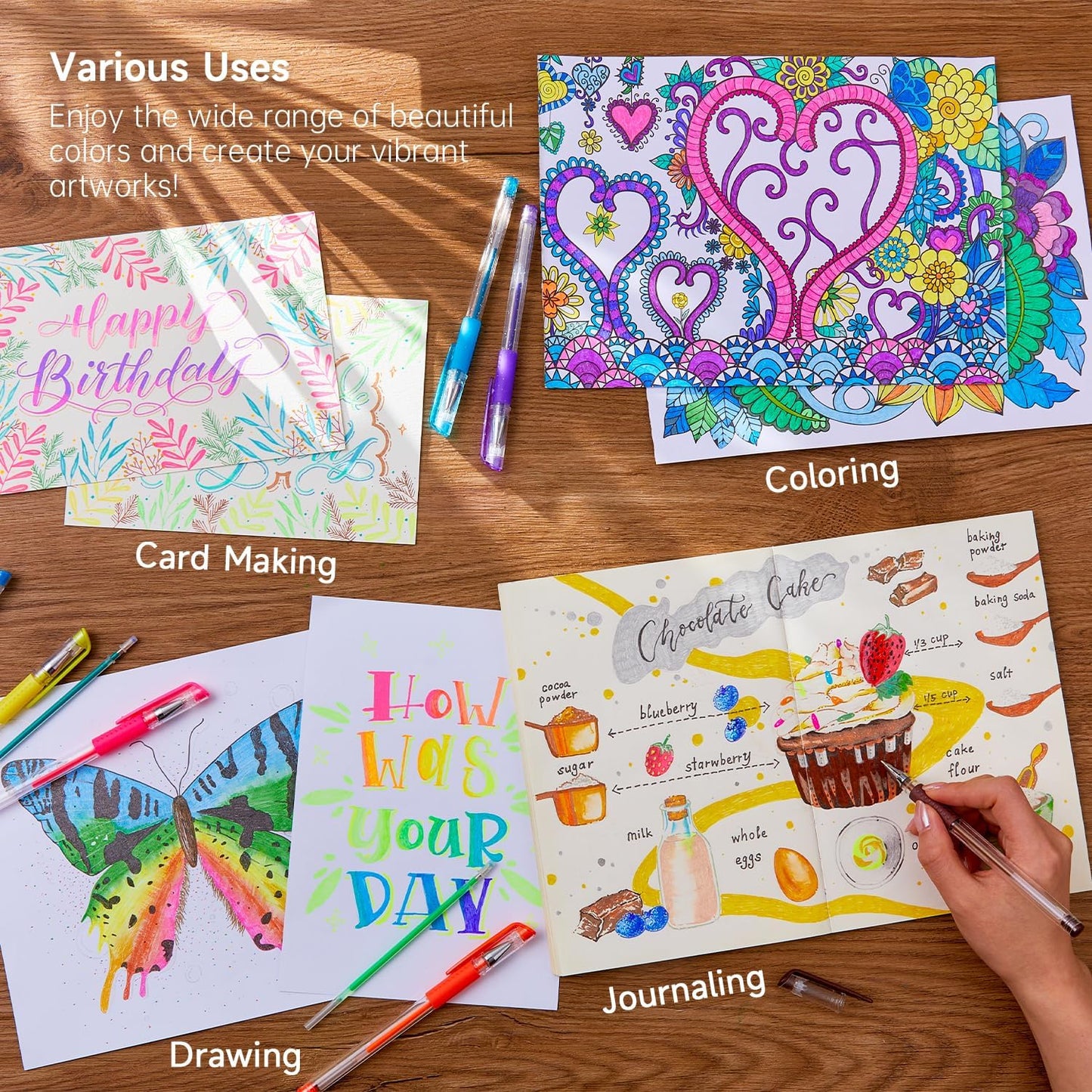 Shuttle Art Gel Pens, 60 Pack Gel Pen Set 30 Colored Gel Pen with 30 Refills for Adults Coloring Books Drawing Doodling Crafts Scrapbooking Journaling