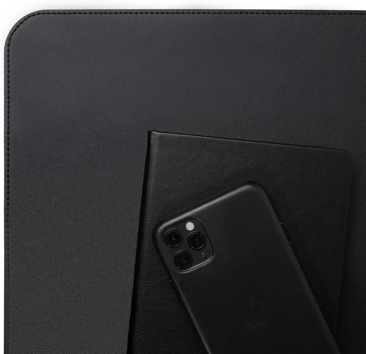 Vine Creations Leather Desk Mat 24" x 17", Desk Protector, PU Leather Desk Pad, Non Slip Small Desk Pad Mat, Desk Blotter, Desk Pads on Top of Desks, Home or Office Small Desk Mat (Black)