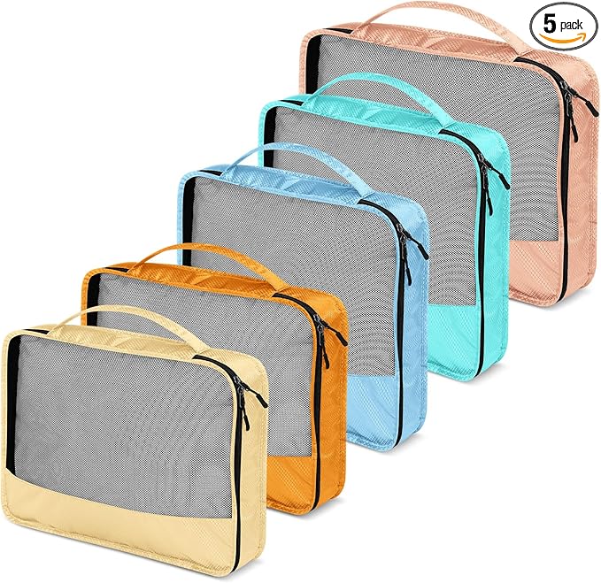 5 Pcs Packing Cubes for Suitcase Large Travel Cubes Carry on Luggage Organizer Bags for Clothes Accessories(Mixed,Pastel)