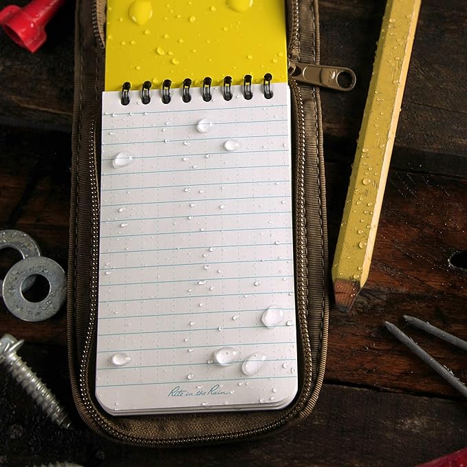 Rite in the Rain Weatherproof Top Spiral Notebook, 3" x 5", Yellow Cover, Universal Pattern, 3 Pack (No. 135-3)