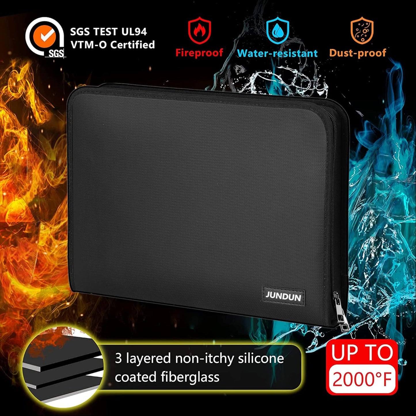 Accordion File Organizer - 12 Pocket Expanding File Folder with Zipper & Labels - Fireproof File Folder Organizer with Multi-Pockets,Document Organizer for Letter A4 Files and More