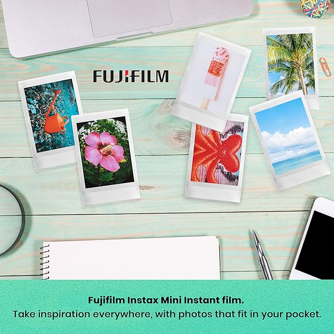 Fujifilm Instax Mini 12 Instant Film Camera (Mint Green), Fujifilm Instax Mini Twin Pack Instant Film 20 Prints, Case - Accessory Bundle