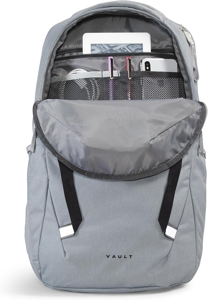 THE NORTH FACE Vault Everyday Laptop Backpack | Commuter Travel Bag with Water-Repellent Finish, Spacious Main Compartment, Mid Grey Dark Heather/TNF Black-NPF, One Size