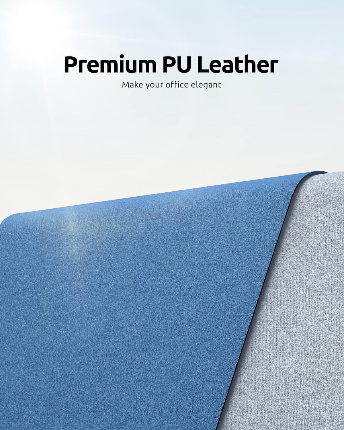 YSAGi Leather Desk Protector, Office Mat, Large Mouse Mat, Non-Slip PU Leather Blotter, Laptop Desk Pad, Waterproof Writing Pad for Office and Home (Sea Blue, 31.5" x 15.8")