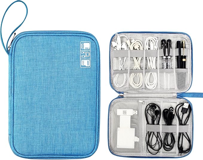 CILLA Travel Cord Organizer Case, Portable Waterproof Storage Bag for Charger, Cord, USB, Power Bank, Earphone, SD Card, Travel Essentials