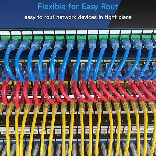 Cat6 Ethernet Patch Cable 5 ft (10 Pack), Cat6 Patch Cable for Data Centers, Cat 6 Cable 10G, Network Patch Cables for Home and Enterprise Network -Blue