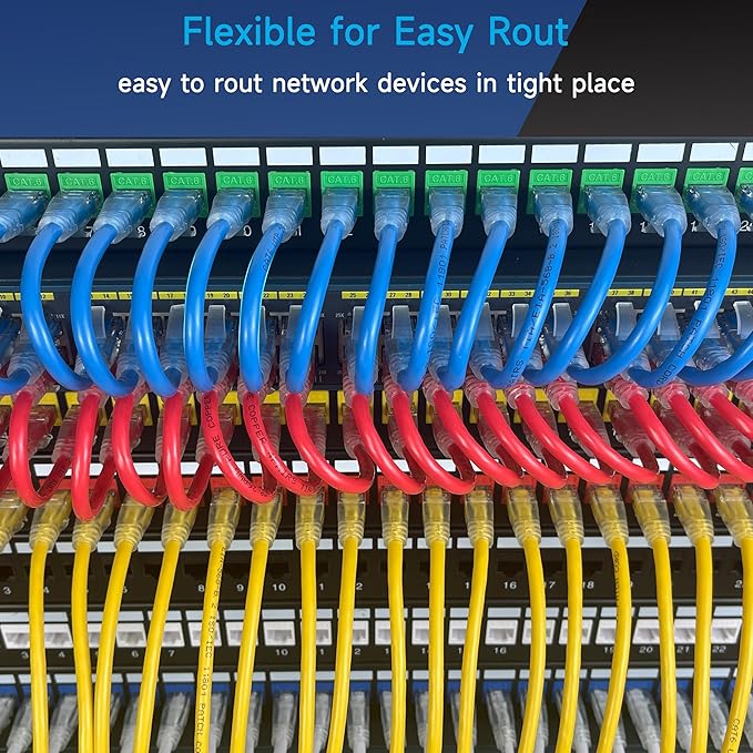 Cat6 Ethernet Patch Cable 1.5 ft (10 Pack), Cat6 Patch Cable for Data Centers, Cat 6 Patch Cable 10G, Network Patch Cables for Home and Enterprise Network -Blue