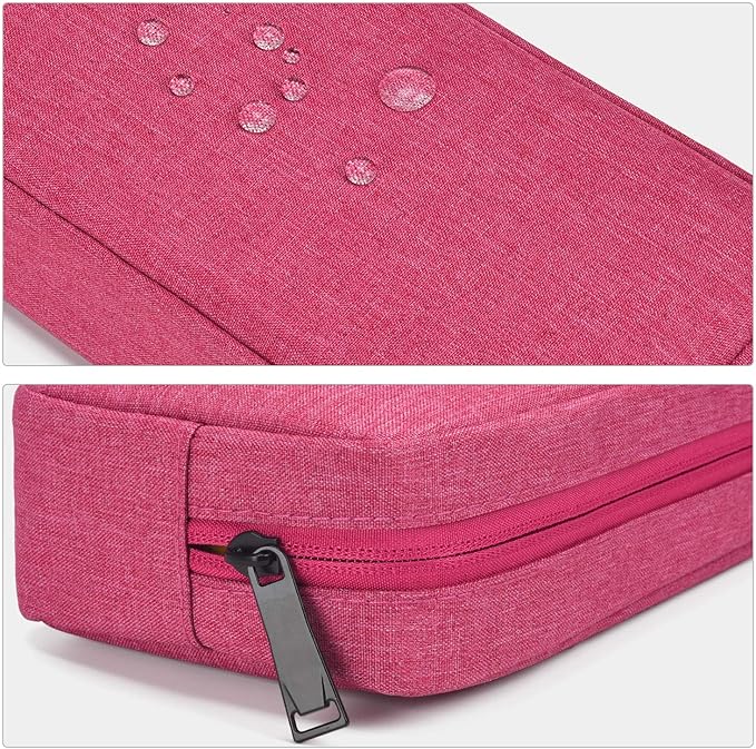 Electronics Accessories Bag, Waterproof Electronics Accessories Travel Case Compatible Laptop Charger Various USB, Cables, Cords and Power Travel Gadget Carry Bag, Rose Red (Small+Big)