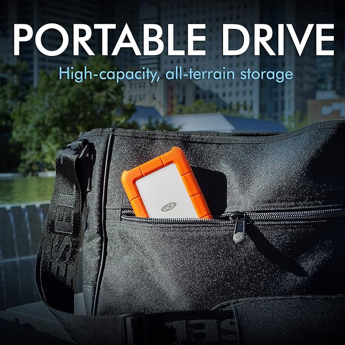 LaCie Rugged USB-C 2TB External Hard Drive Portable HDD – USB 3.0 compatible, Drop Shock Dust Rain Resistant, for Mac and PC Computer Desktop Workstation Laptop, 1 Month Adobe CC (STFR2000800)