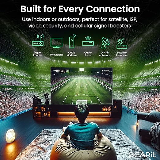 GEARit Coaxial Cable for Direct Burial (100ft) RG6 70 Ohm RF Rubber Boot Waterproof Underground in-Wall with Rubber Boot, High-Speed Internet, Broadband, Digital TV Aerial, Satellite Cable 100 Feet