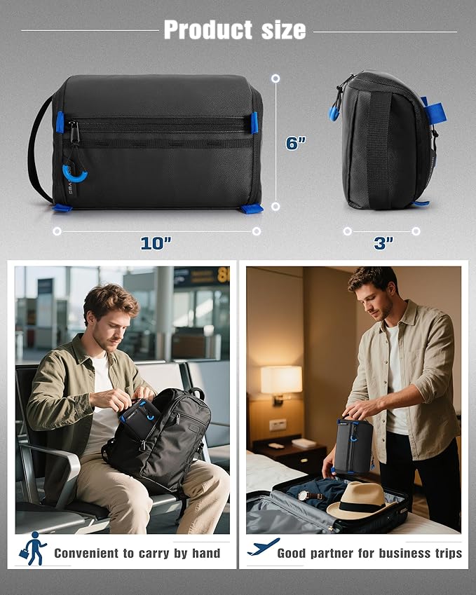 Electronics Organizer Travel Case, Water Resistant Tech Bag Charger Pouch for Cord, Cable, Cards, Phone, Airpods, Black