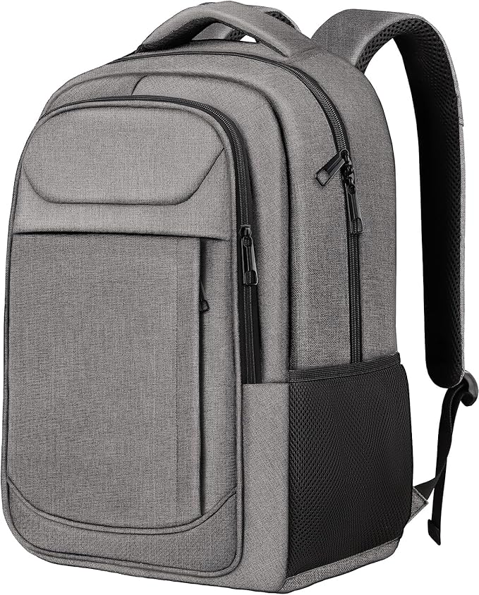 Travel Backpack, Large Travel Backpack, 17 Inch Laptop Bag, Water Resistant Durble Slim Casual Daypack College School Computer Bag Gift for Men & Women Fits 17.3 Inch Notebook, Grey