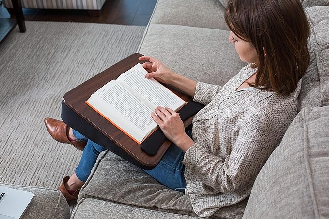 Sofia + Sam Multi Tasking Lap Desk with Memory Foam Cushion | Wrist Rest Cushion | Fits Laptops Up to 17" | Portable Laptop and Book Stand | Black | Wood Top | Work from Home