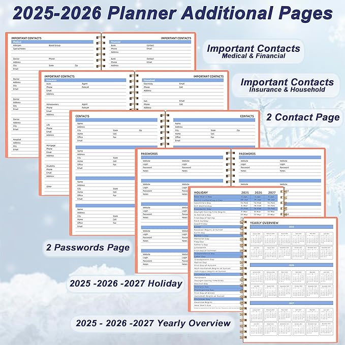 Monthly Planner 2025-2026 (7.4'' x 9.6''), 18 Months Agenda Planner from Jul 2025-Dec 2026, Calendar 2025 with Pocket, 120GSM Paper, Pink