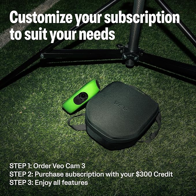 Veo Cam 3 – 1080HD Sports Camera with AI Auto-Tracking, Portable Design, Long Battery Life, and Cloud Storage – Includes $300 Subscription Credit – Perfect for Coaches, Teams, and Sports Enthusiasts