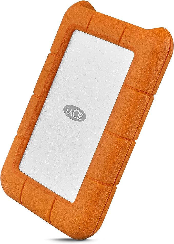 LaCie Rugged Secure 2TB External Hard Drive Portable HDD – USB-C USB 3.0 Drop Shock Dust Rain Resistant Computer Desktop Workstation Laptop Hardware Encryption, 1 Month Adobe CC (STFR2000403)