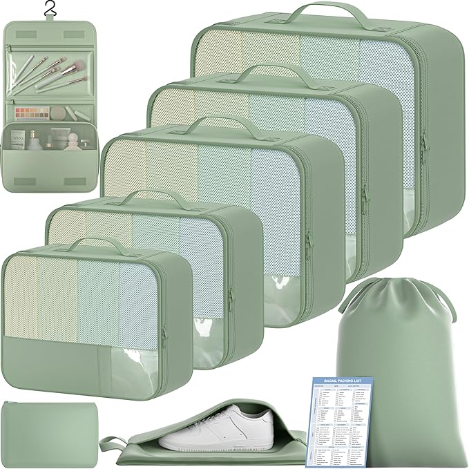 BAGAIL 9 Set Packing Cubes Luggage Packing Organizers for Travel Accessories