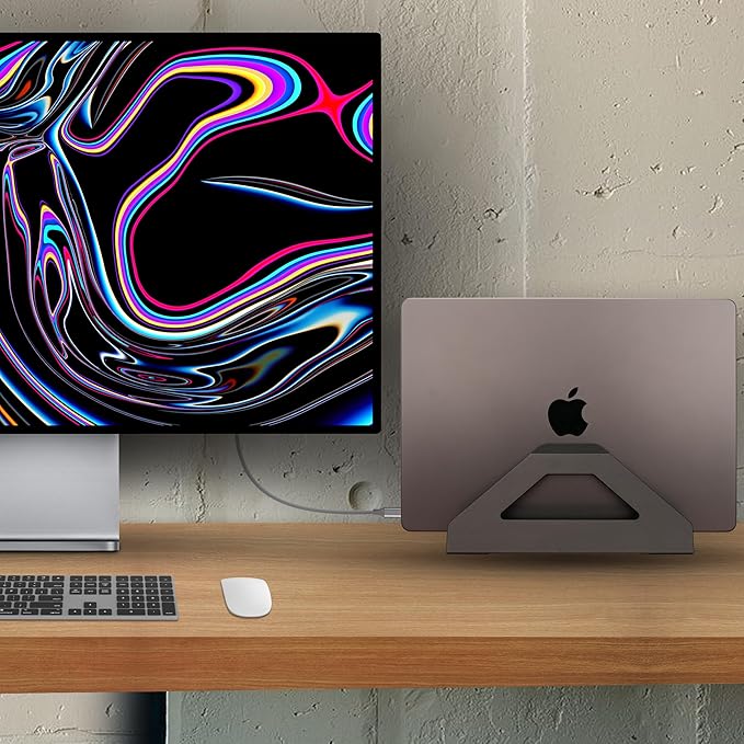 Vertical Laptop Stand, Space Saving Holder with Tool-Free Width Adjustment, Pretty Anodized Aluminum for Desk, Universal Fit for 10-17" Laptop