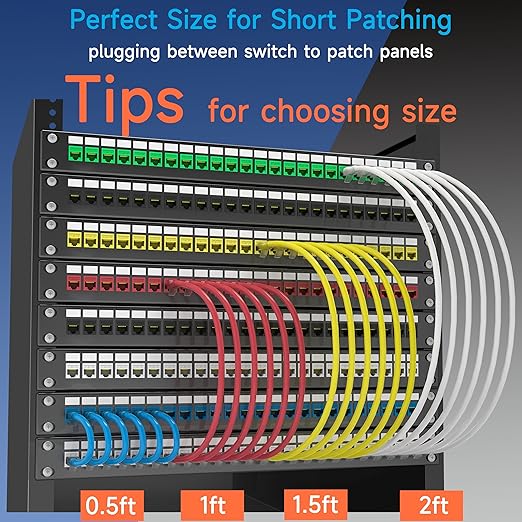 Cat6 Ethernet Patch Cable 1 ft (10 Pack), Cat6 Patch Cable for Data Centers, Cat 6 Cable 10G, Network Patch Cables for Home and Enterprise Network -Blue