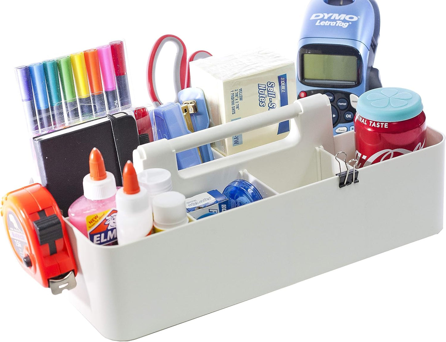 -Large Portable Caddy, DIY Dividers, 8 Compartments, School Office Supplies Home Business Organizer,Portable Basket with Handle Storage Organizer Modern Made in USA (4 PACK, Ivory)