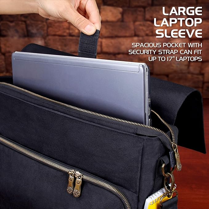 ENHANCE Tabletop RPG Player's Essentials DND Bag - Dungeons and Dragons Messenger Bag Fits Player's Handbook, Binders, Dice & Accessories with 17 inch Laptop Compartment and Battlemap Carrying Straps