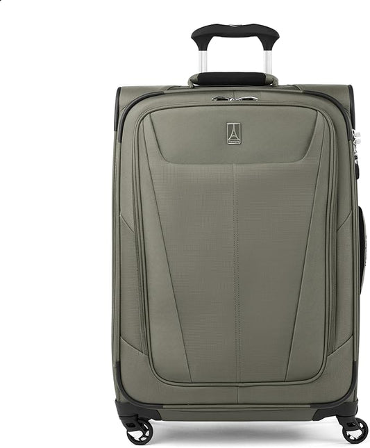 Travelpro Maxlite 5 Softside Expandable Checked Luggage with 4 Spinner Wheels, Lightweight Suitcase, Men and Women, Slate Green, Checked Medium 25-Inch