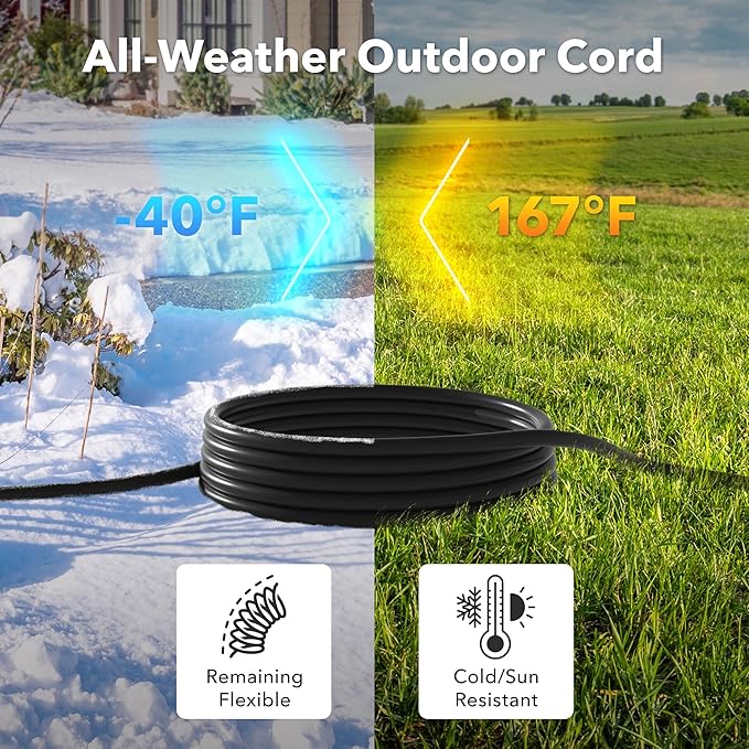 BN-LINK 6ft Outdoor Extension Cord, 12/3 SJTW Heavy Duty Power Cord, 3-Prong Grounded Plug, Weather Resistant, 15A, 1875W, Black, for Lawn, Garden, Appliances, ETL Listed
