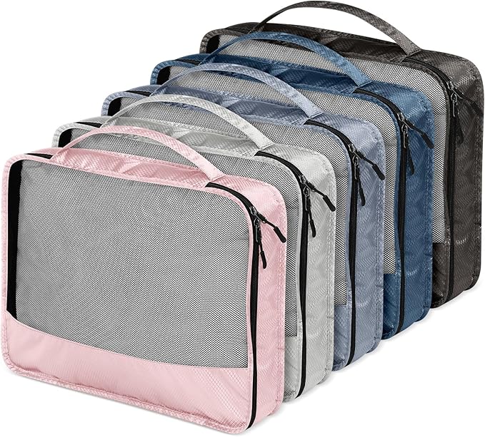 5 Pcs Packing Cubes for Suitcase Large Travel Cubes Carry on Luggage Organizer Bags for Clothes Accessories(L,Morandi)