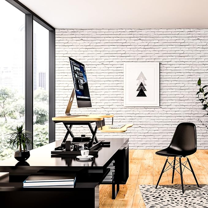 VERSADESK 48 Inch Extra Wide Electric Standing Desk Converter, PowerPro™ Height Adjustable Sit to Stand Desk Riser with Keyboard Tray, Built-in USB Charging Port, Hold 80 lbs, Maple