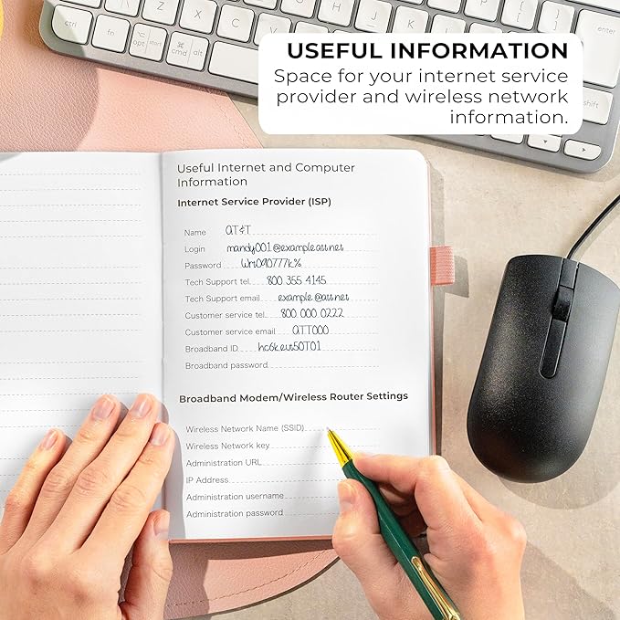 Clever Fox Password Book with alphabetical tabs. Internet Address Organizer Logbook. Medium Password Keeper for Website Logins (Peach Pink)