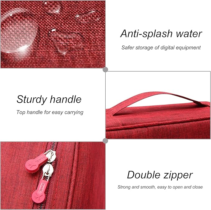 Electronics Organizer Travel Universal Cable Organizer Bag Waterproof Electronics Accessories Storage Cases for Cable, Charger, Phone, USB, SD Card, Hard Drives, Power Bank, Cords