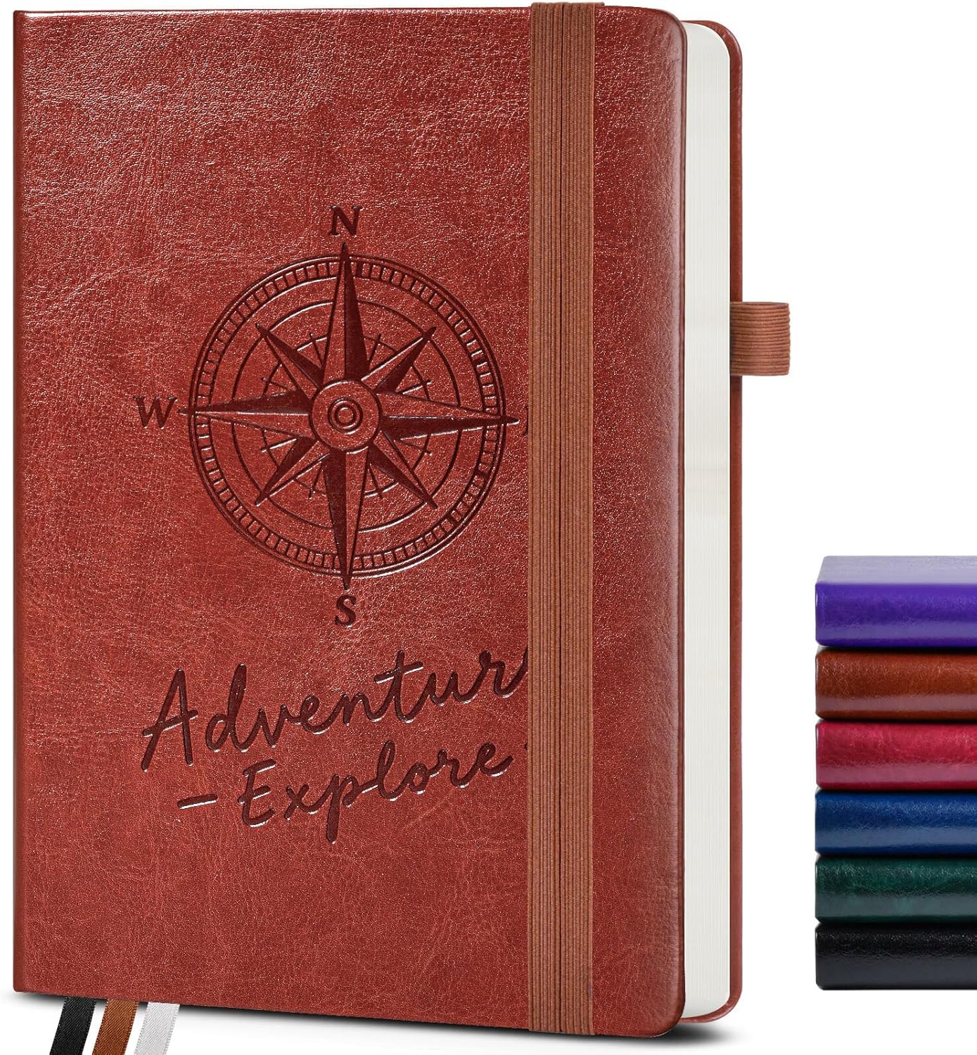 Dotted Journal Notebook for Women Men, 160 Pages Dot Grid Paper,Inner Pocket, A5 Hardcover Vintage Leather Notebooks for School, Work, Travel, Note Taking，Bullet Journaling 5.8"x8.5" (Brown)