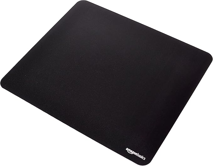 Amazon Basics Large Square Computer Mouse Pad, Cloth and Rubberized Base, 17.7L x 15.7W inches, Black