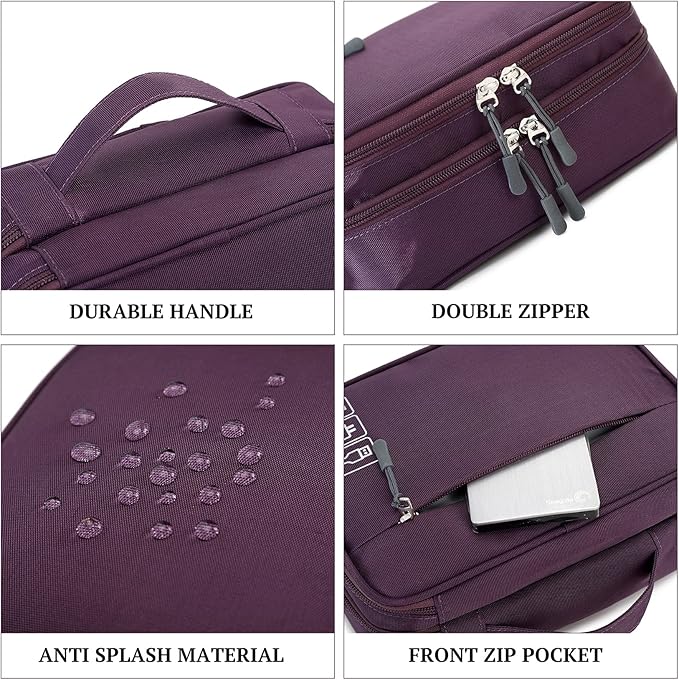 MIRLEWAIY Electronic Organizer Accessory Tech Pouch Water-resistent Travel Cable Storage Bag for Charger, Cables, Power Bank, Hard Drive, Cords, USB, SD Card, Purple