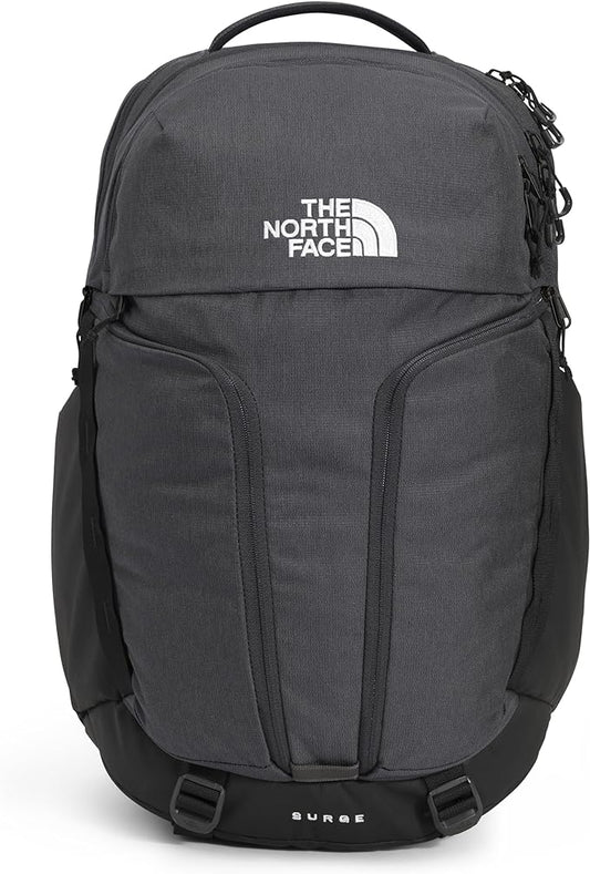 THE NORTH FACE Surge Commuter Laptop Backpack | Daypack with Water Repellent Finish, 16" Laptop Sleeve, Reflective Details, Asphalt Grey Light Heather/TNF Black-NPF, One Size