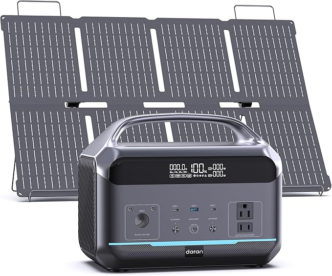 Portable Power Station 600W with Solar Panel 80W, 288Wh LiFePO4 Battery Backup w/2 AC Outlets, 1.7H Fast Charging Solar Generator for Camping, RV Travel, Home Emergencies