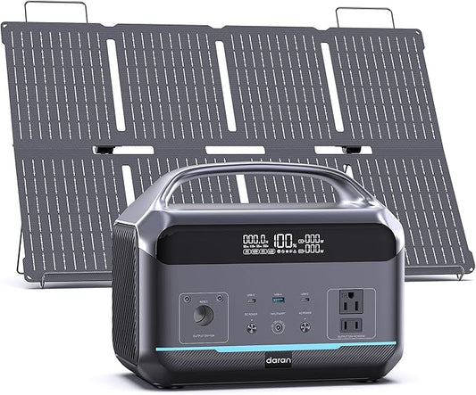 Portable Power Station 600W with Solar Panel 80W, 288Wh LiFePO4 Battery Backup w/2 AC Outlets, 1.7H Fast Charging Solar Generator for Camping, RV Travel, Home Emergencies
