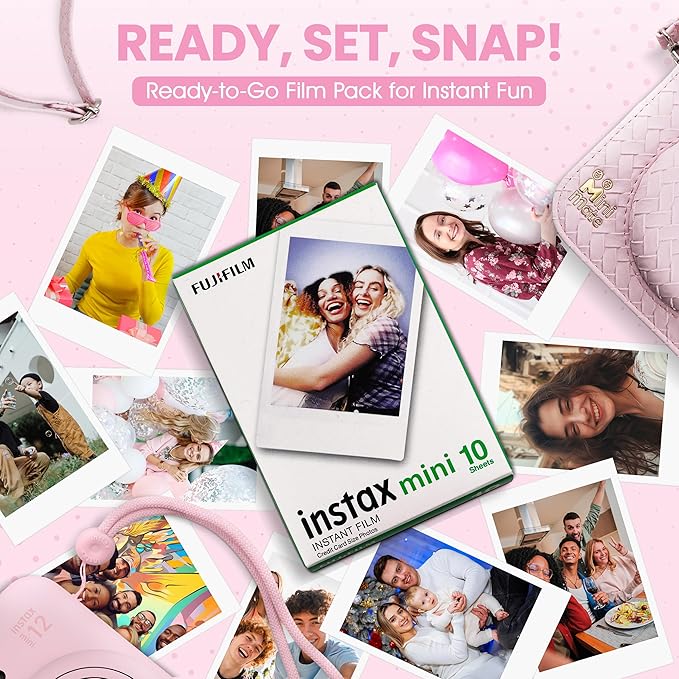 Fujifilm Instax Mini 12 Instant Camera Blossom Pink + Minimate Custom Designed Case + Fuji Instax Film 10 Sheets & Photo Album