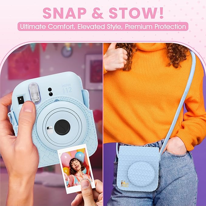 Fujifilm Instax Mini 12 Instant Camera Pastel Blue + Minimate Custom Designed Case + Fuji Instax Film 10 Sheets & Album
