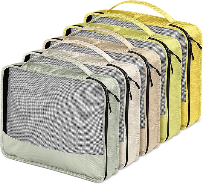5 Pcs Packing Cubes for Suitcase Large Travel Cubes Carry on Luggage Organizer Bags for Clothes Accessories(L,Yellow)