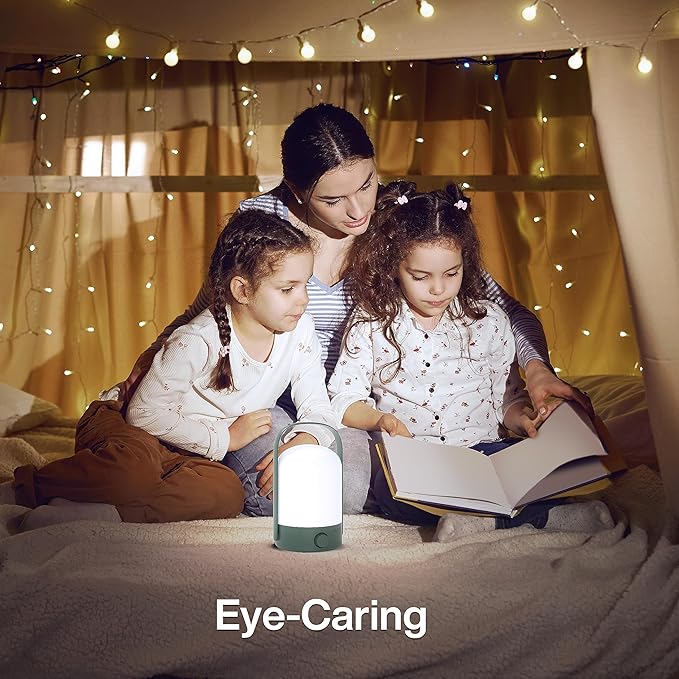 KLEAH Table Lamp Portable Cordless Lantern, 360° Portable Handle, Stepless Dimmer, Powerful Long-Lasting 50hrs, Rechargeable LED Lantern for Camping Bedroom Party, Green