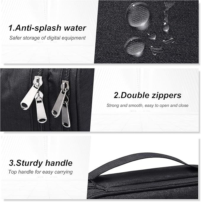 SELLYFELLY Electronic Bag Travel Cable Accessories Bag Waterproof Double Layer Electronics Organizer Portable Storage Case for Cable, Cord, Charger, Phone, Adapter, Power Bank, Kindle, Hard Drives